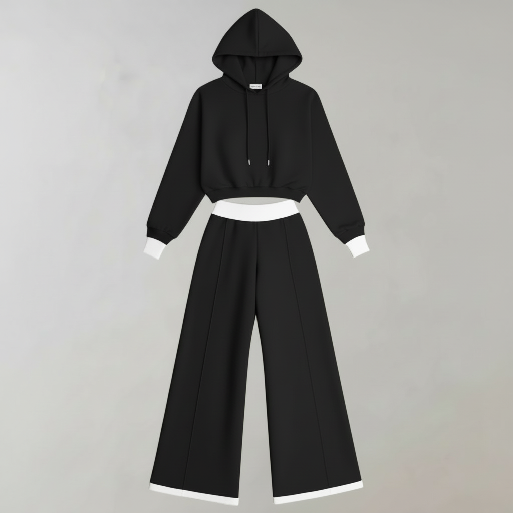 Women's Tracksuit Set | Hoodie and Wide-Leg Trousers