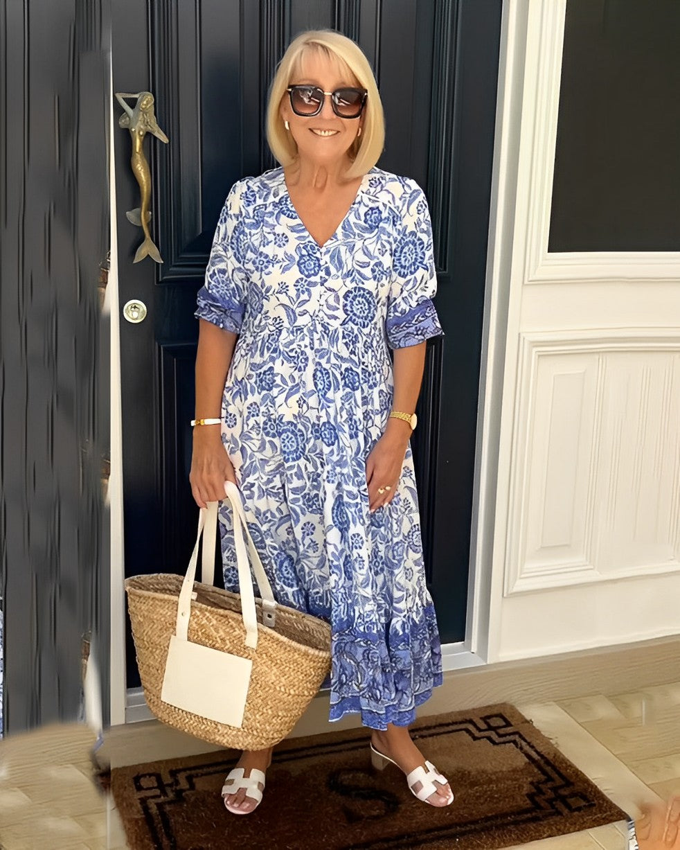 Women’s Graceful V-Neck Floral Dress